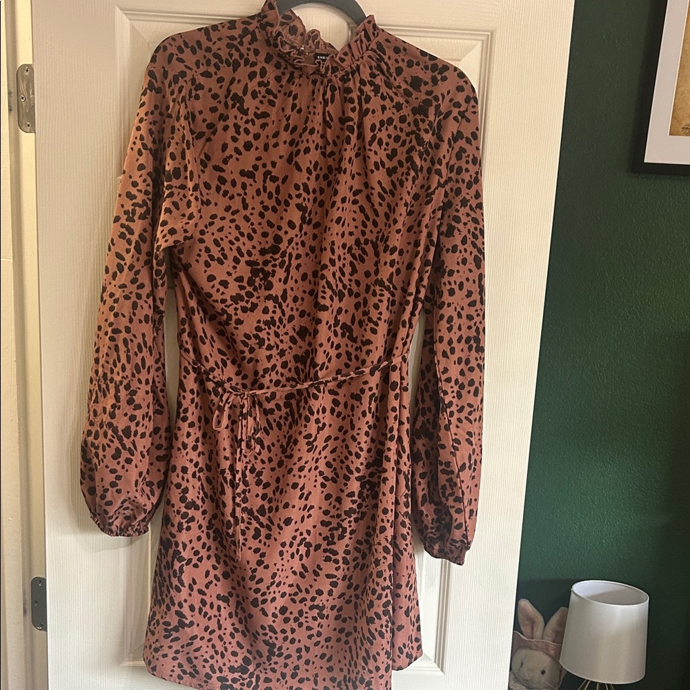SHEIN spotted Patterned Long Sleeve Dress XL